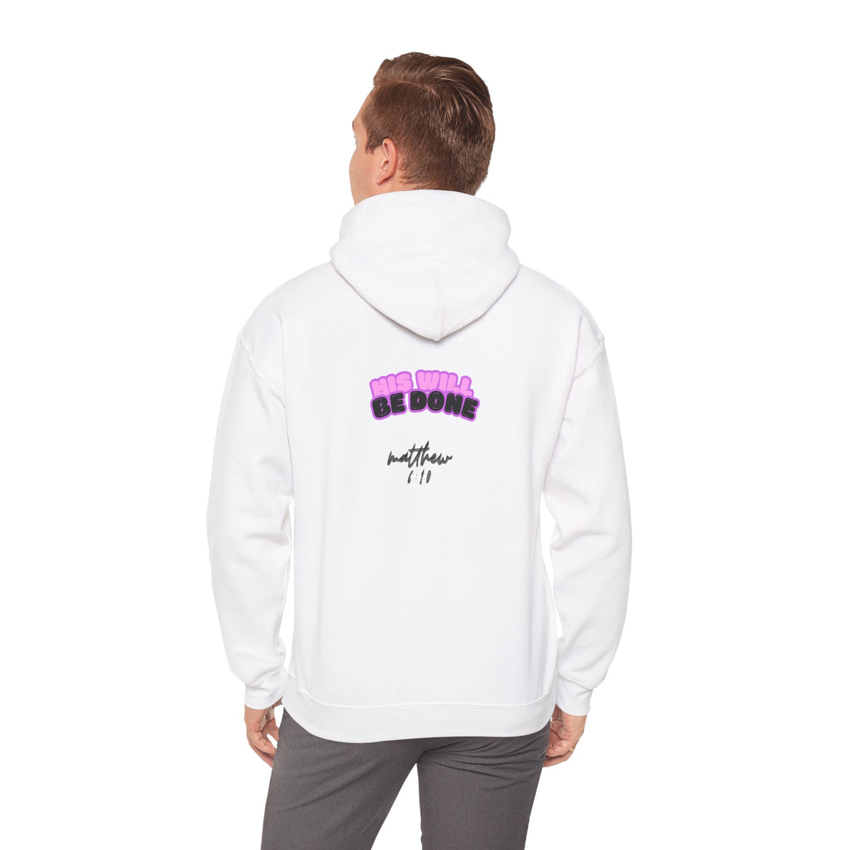 Christian Faith-Based Hoodie 'His Will Be Done' Retro Pink Hoodie