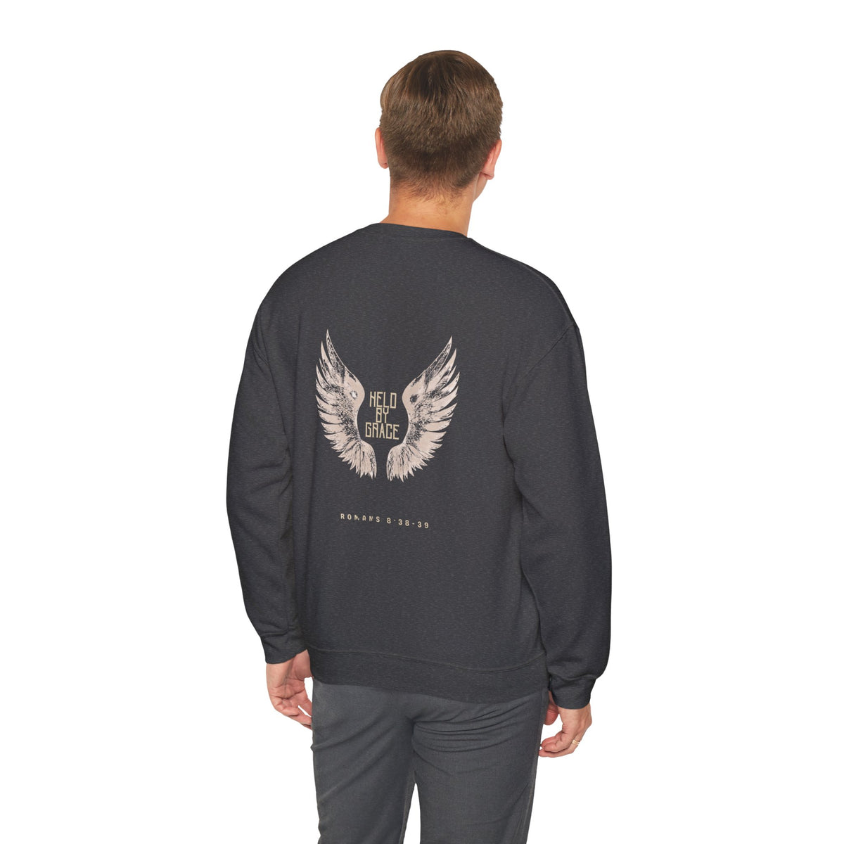 Held by Grace Angel Wings Crewneck Sweatshirt – Inspirational Christian Pullover