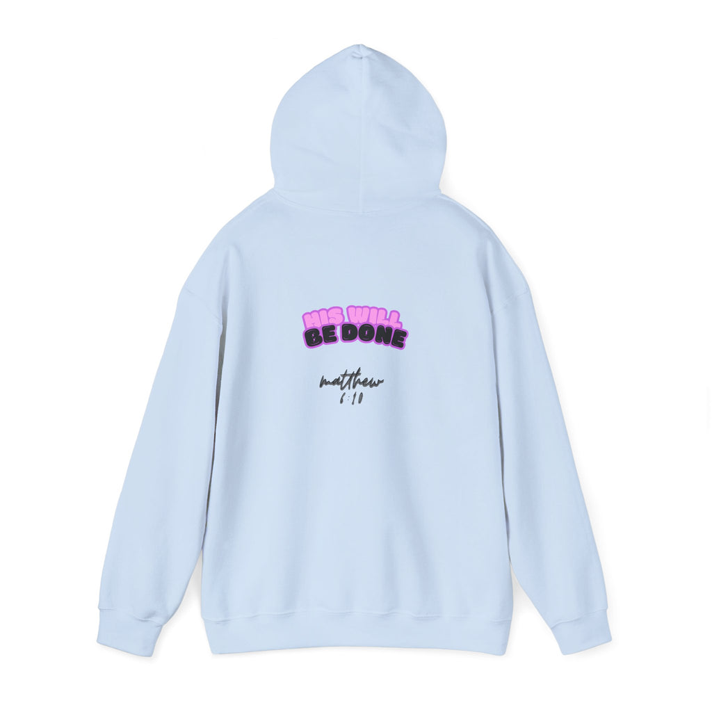 Christian Faith-Based Hoodie 'His Will Be Done' Retro Pink Hoodie