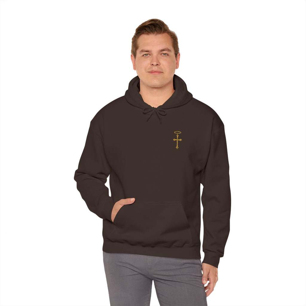 Minimalist Christian Cross Hoodie – Embroidered Cross & Halo