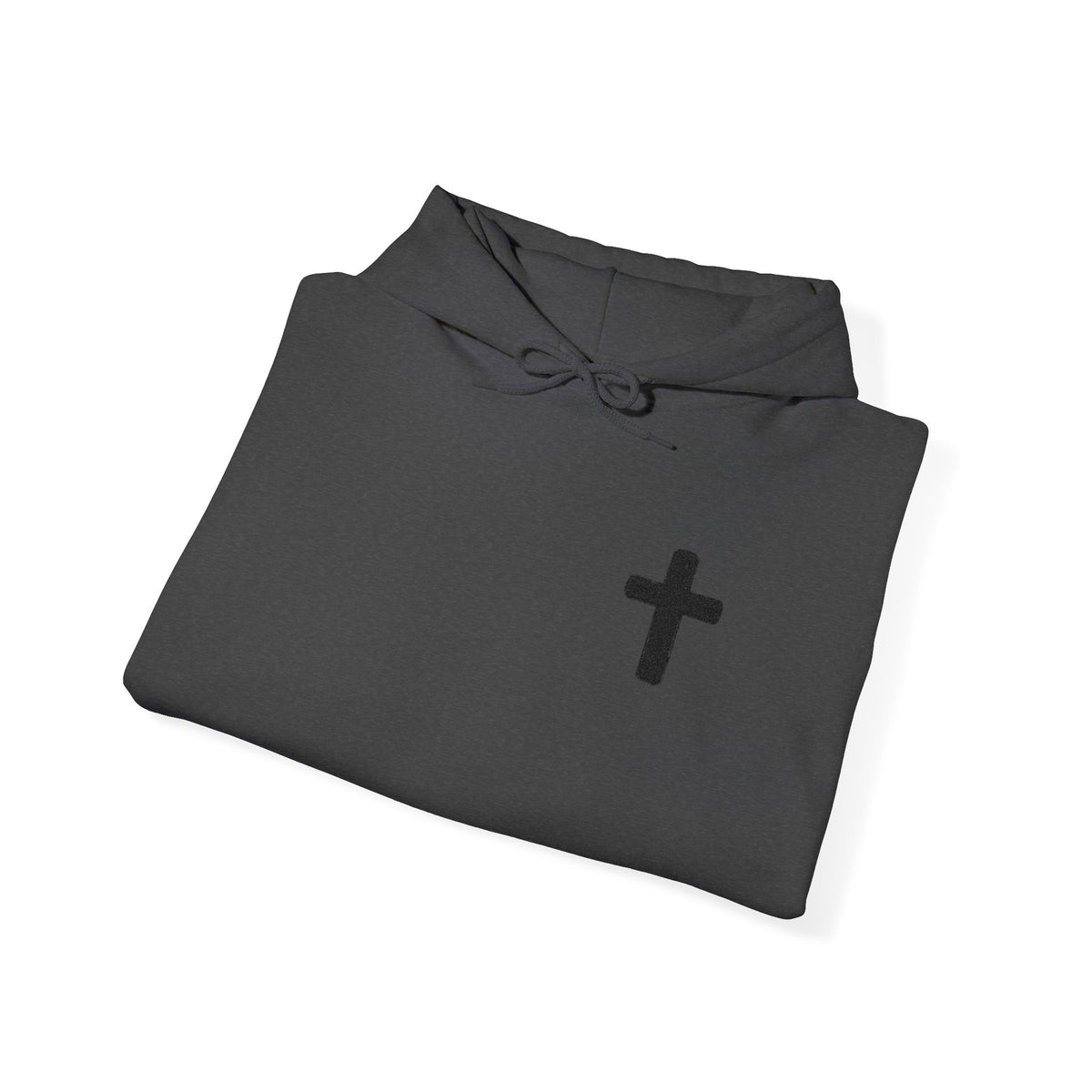 Minimalist Christian Cross Hoodie – Small Black Embroidered Cross