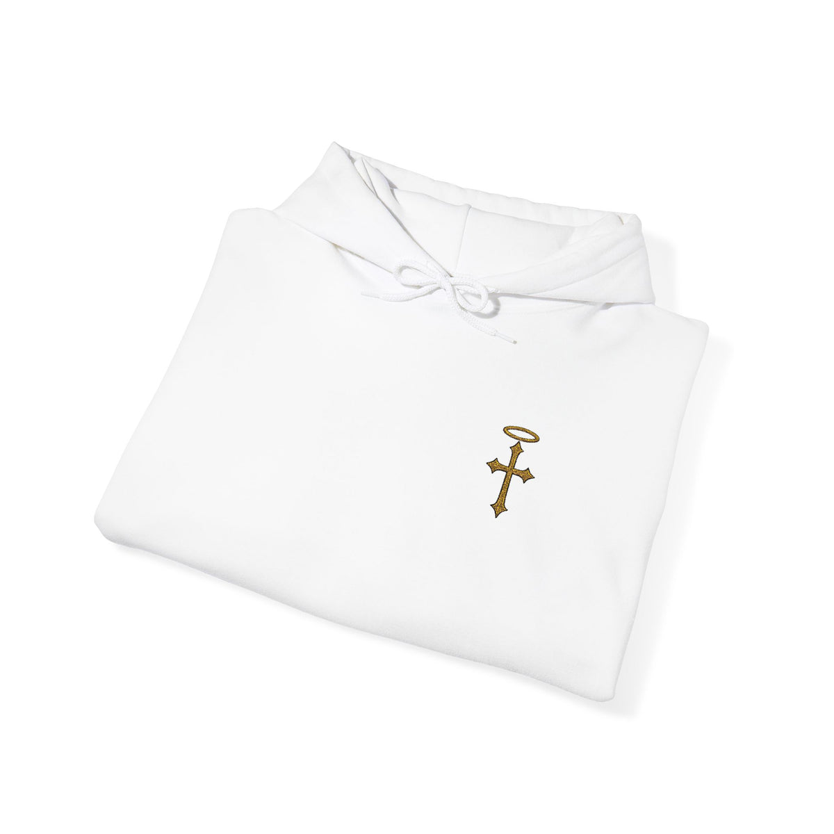 Minimalist Christian Cross Hoodie – Embroidered Cross & Halo