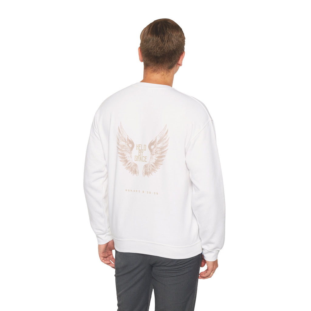 Held by Grace Angel Wings Crewneck Sweatshirt – Inspirational Christian Pullover