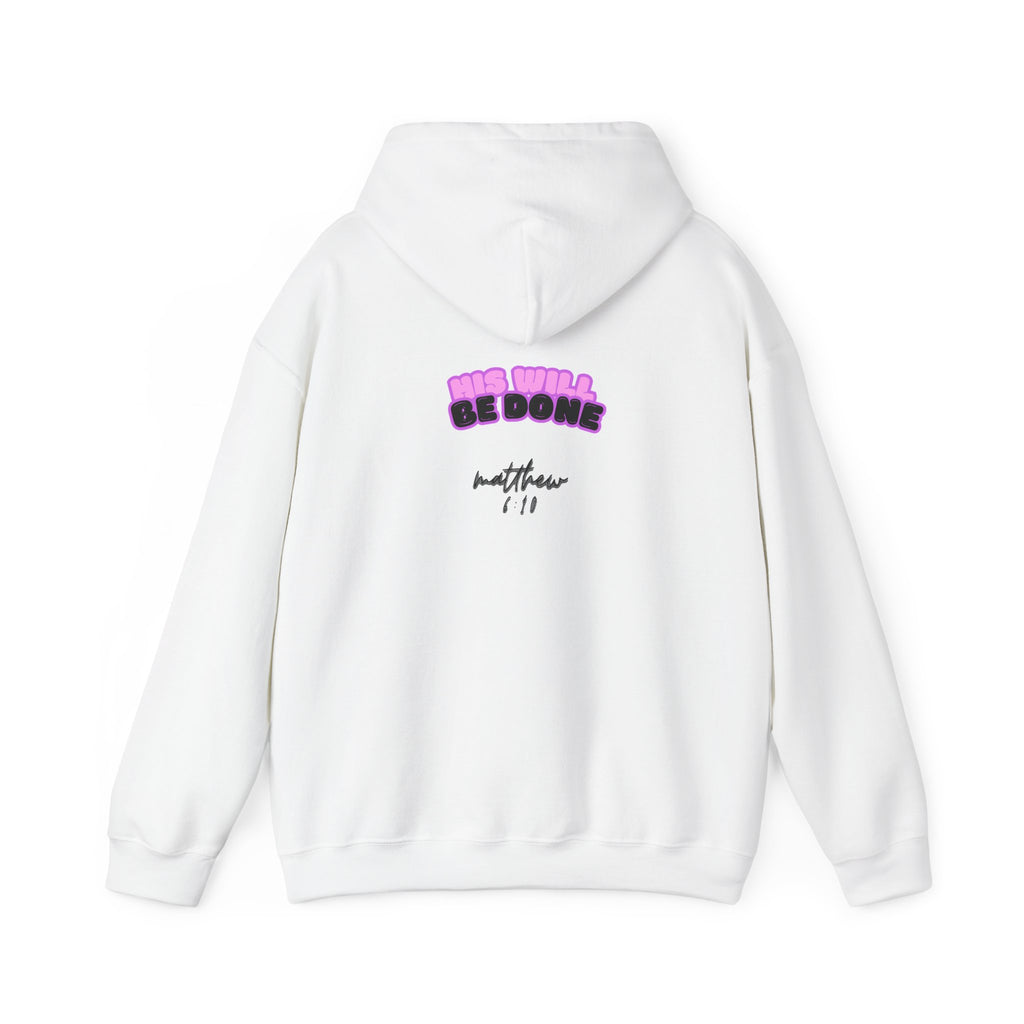 Christian Faith-Based Hoodie 'His Will Be Done' Retro Pink Hoodie