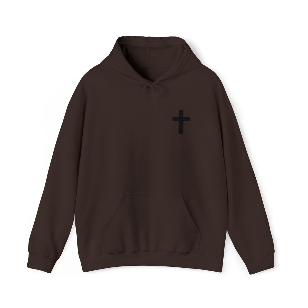 Minimalist Christian Cross Hoodie – Small Black Embroidered Cross