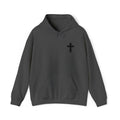 Minimalist Christian Cross Hoodie – Small Black Embroidered Cross