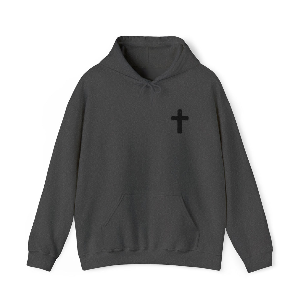Minimalist Christian Cross Hoodie – Small Black Embroidered Cross