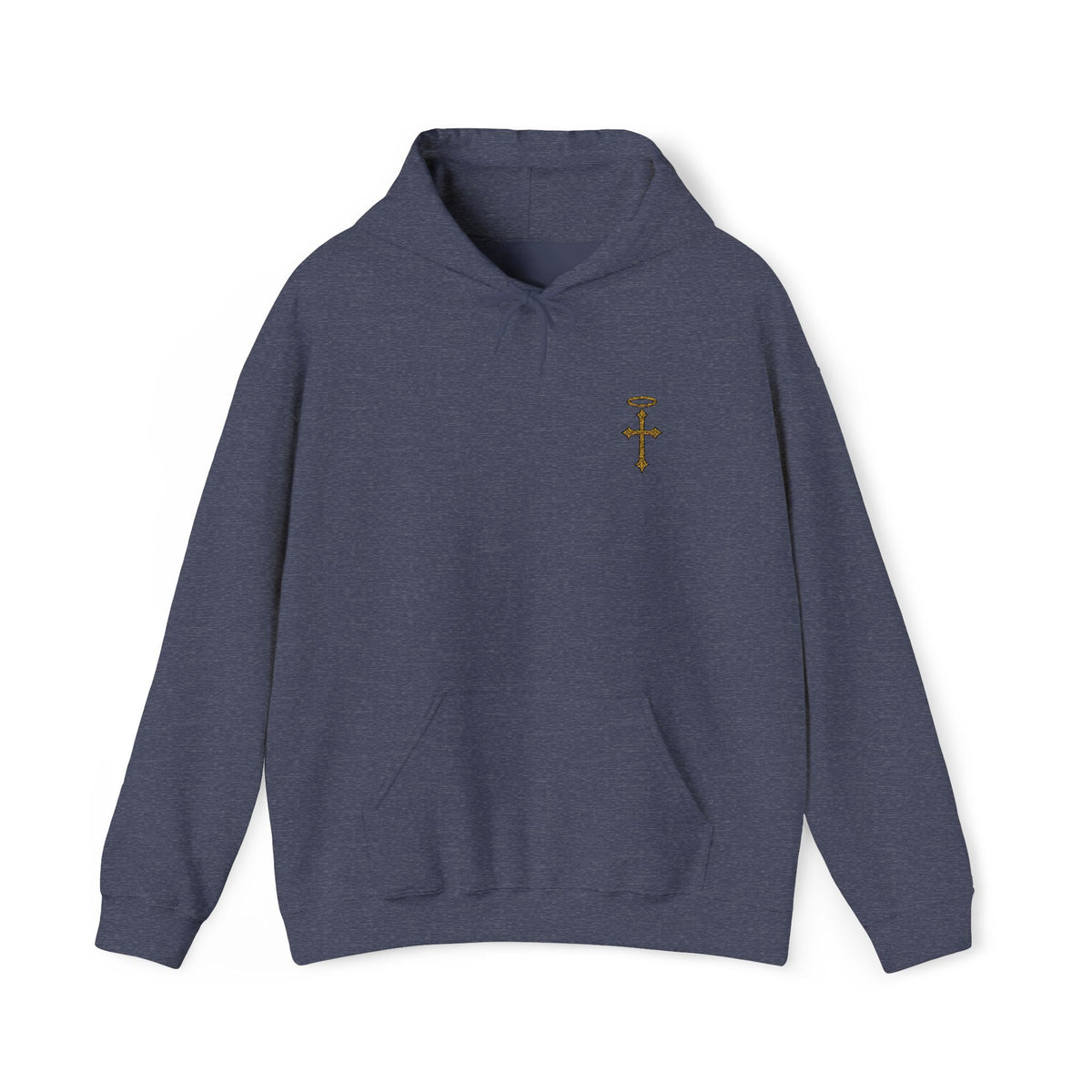 Minimalist Christian Cross Hoodie – Embroidered Cross & Halo