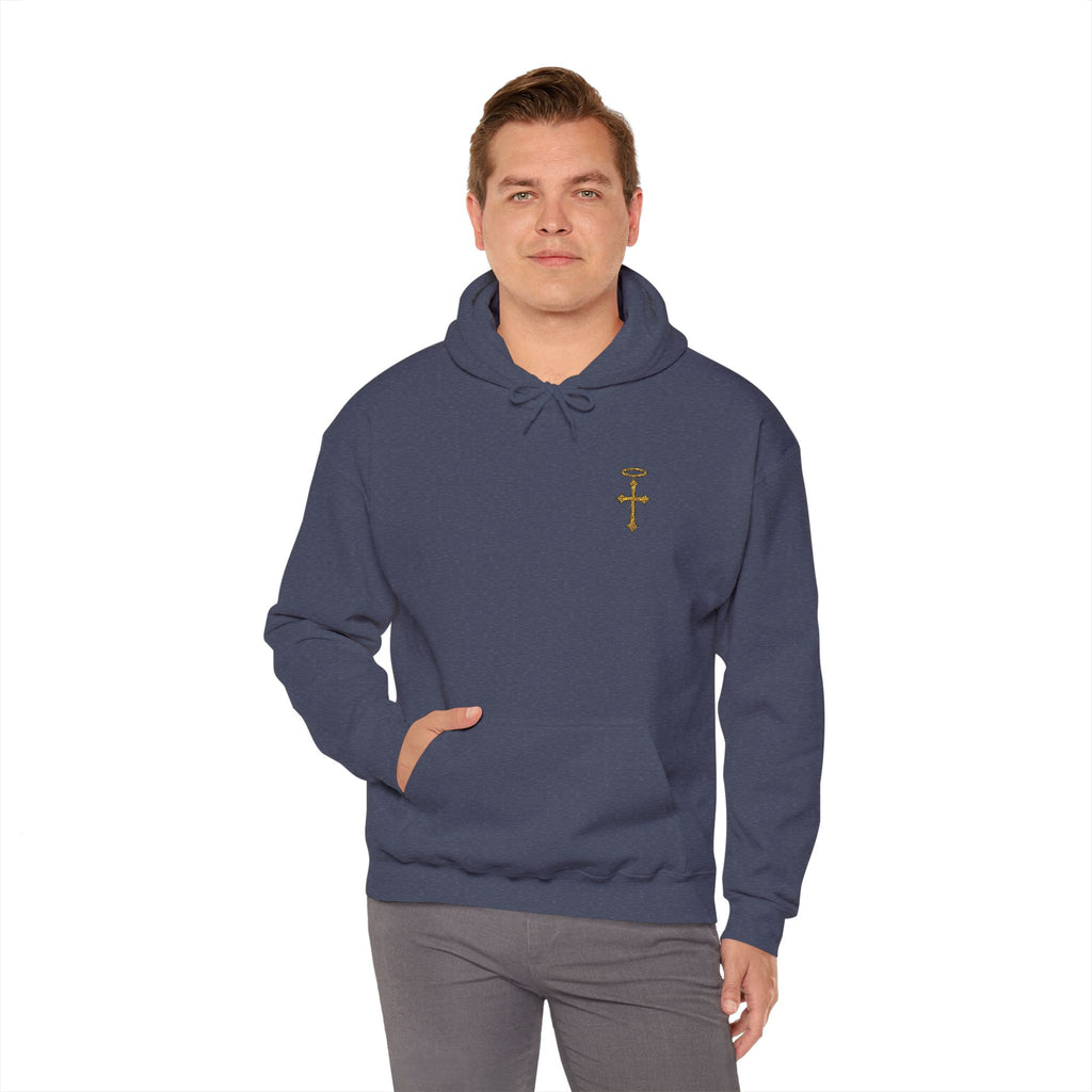 Minimalist Christian Cross Hoodie – Embroidered Cross & Halo