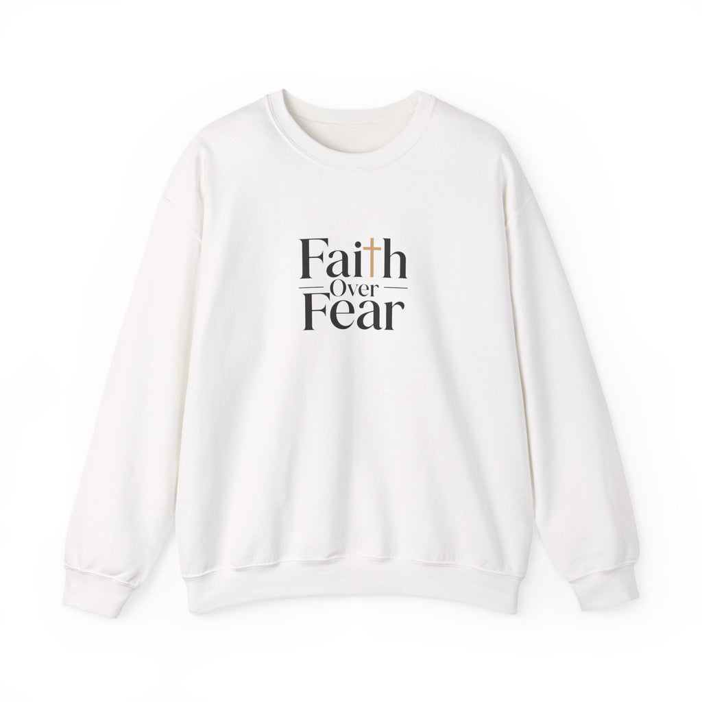 Faith Over Fear Christian Crewneck – Red & White Faith-Based Streetwear