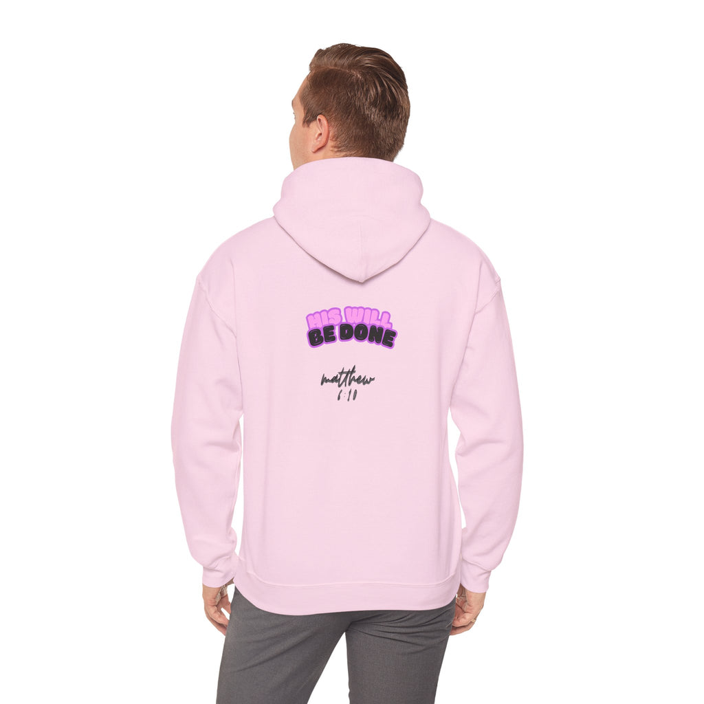 Christian Faith-Based Hoodie 'His Will Be Done' Retro Pink Hoodie