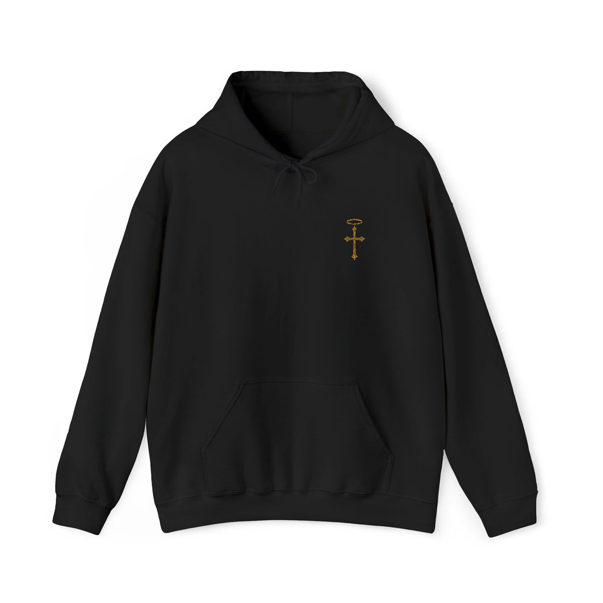 Minimalist Christian cross and halo embroidered hoodie