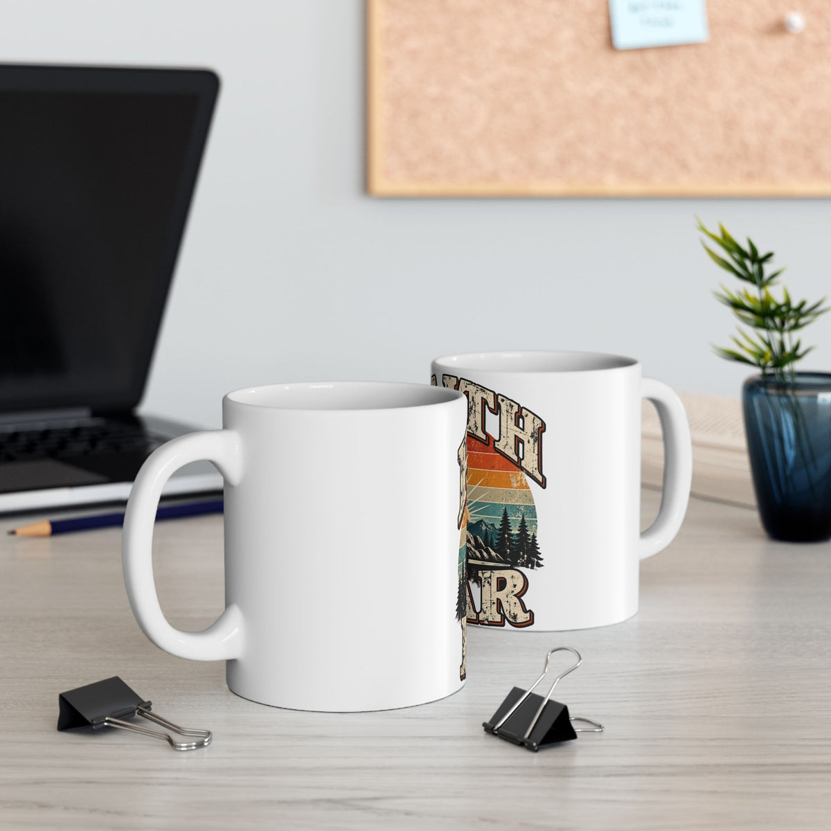 Faith Over Fear Mug | Cross Sunrise Mountain Christian Design Coffee Mug