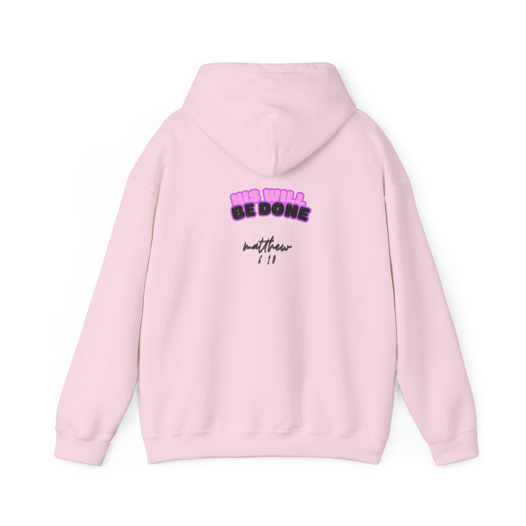 Christian Faith-Based Hoodie 'His Will Be Done' Retro Pink Hoodie