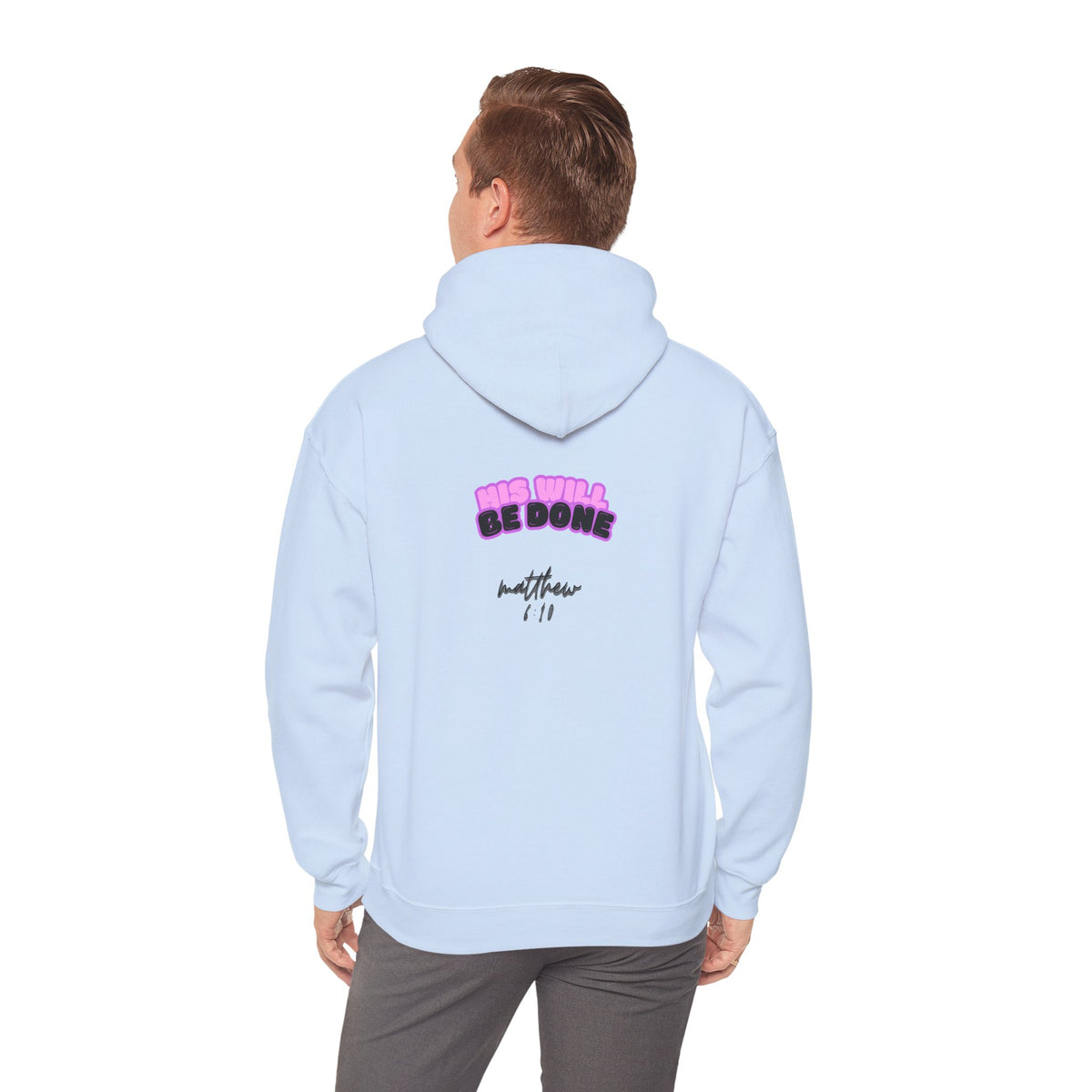Christian Faith-Based Hoodie 'His Will Be Done' Retro Pink Hoodie