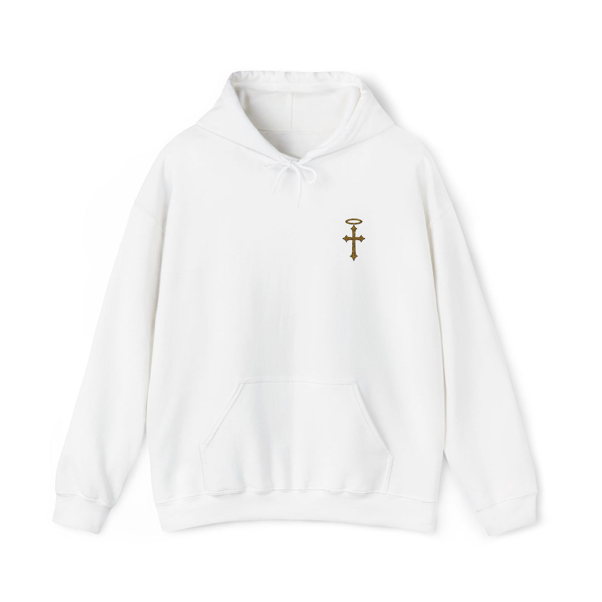 Minimalist Christian Cross Hoodie – Embroidered Cross & Halo