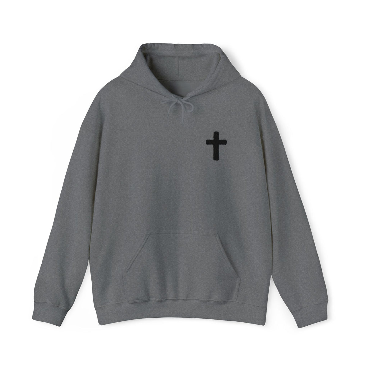 Minimalist Christian Cross Hoodie – Small Black Embroidered Cross