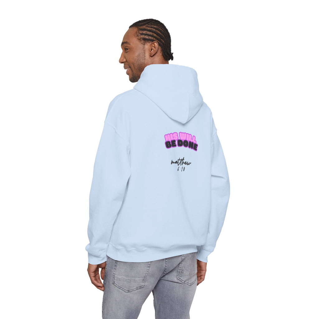 Christian Faith-Based Hoodie 'His Will Be Done' Retro Pink Hoodie