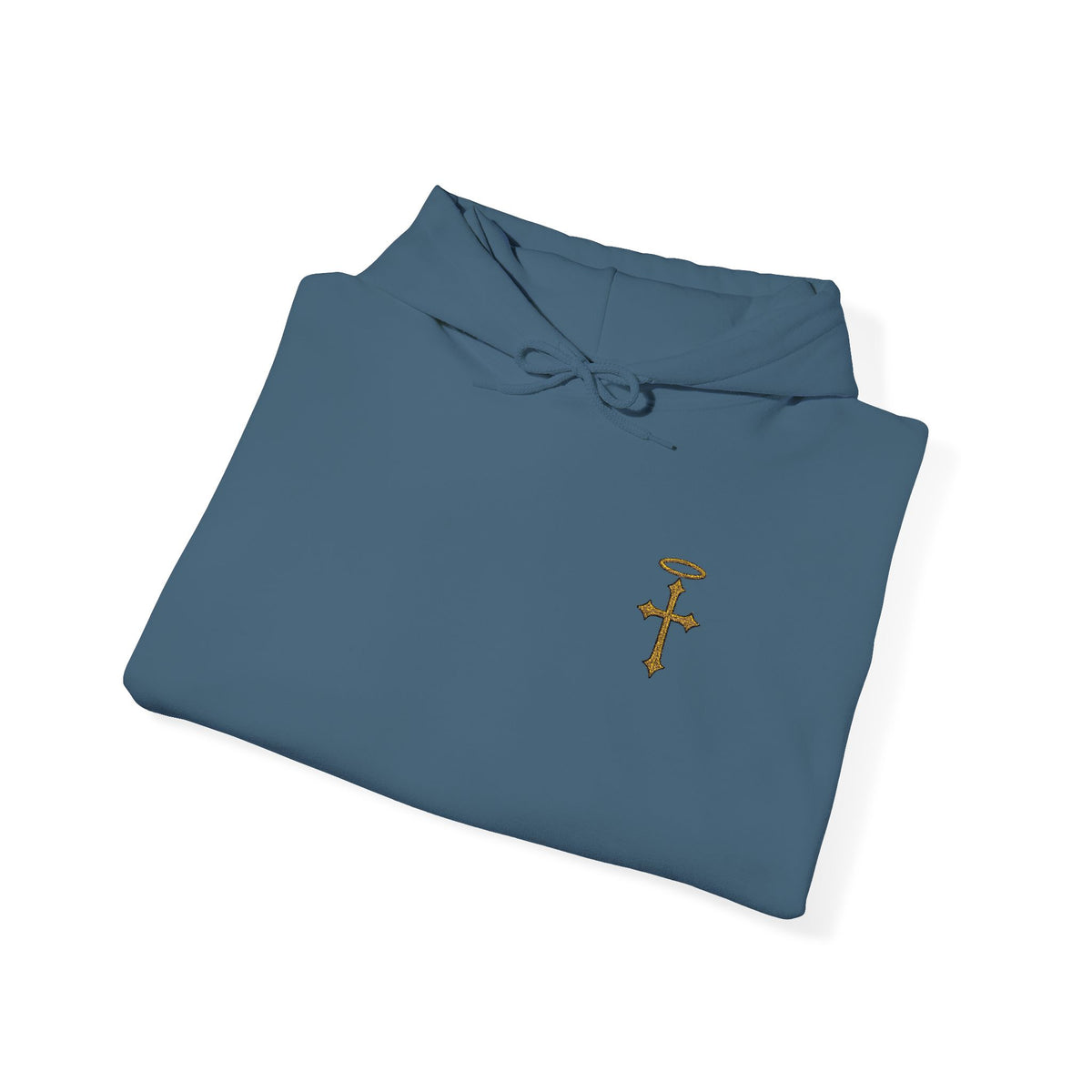 Minimalist Christian Cross Hoodie – Embroidered Cross & Halo