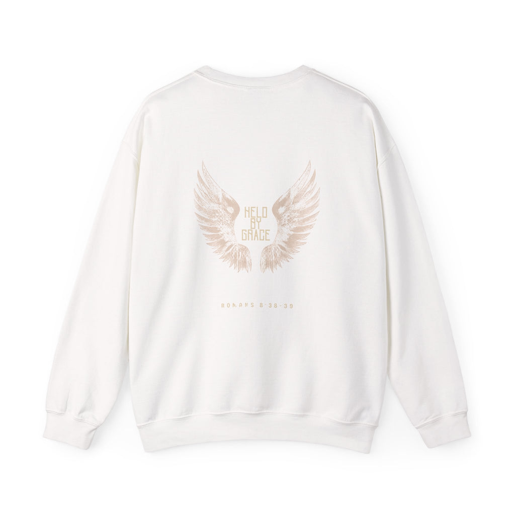 Held by Grace Angel Wings Crewneck Sweatshirt – Inspirational Christian Pullover