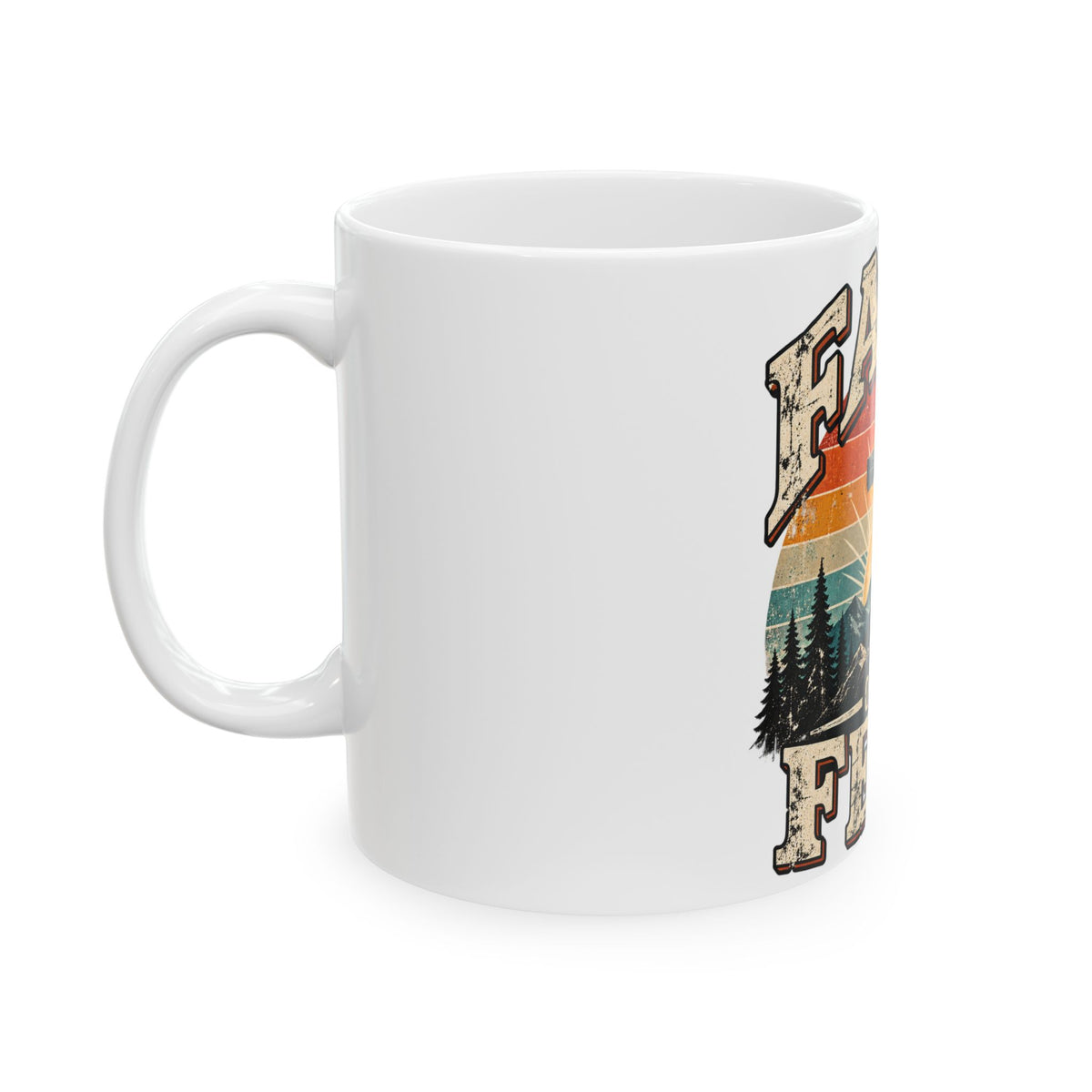 Faith Over Fear Mug | Cross Sunrise Mountain Christian Design Coffee Mug