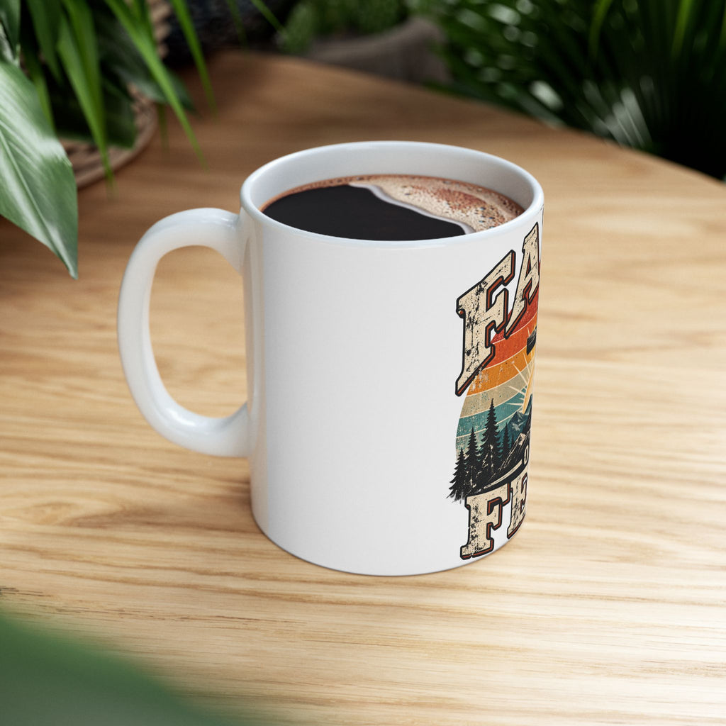 Faith Over Fear Mug | Cross Sunrise Mountain Christian Design Coffee Mug