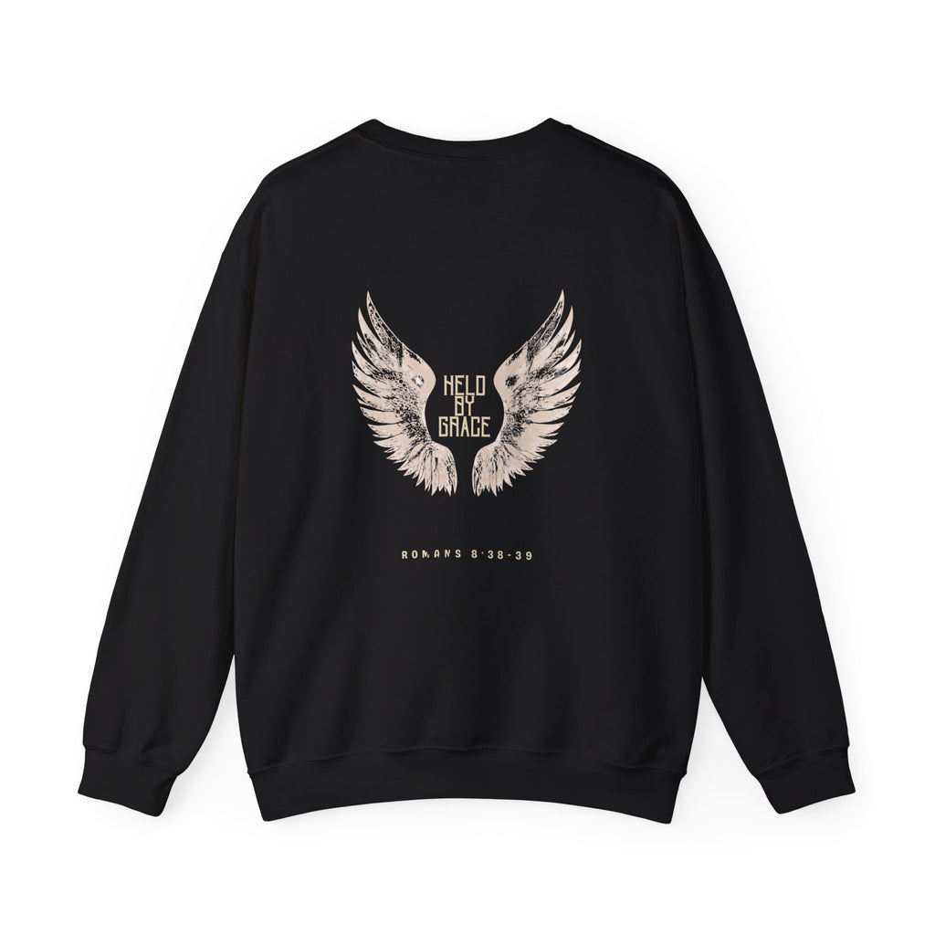 Held by Grace Angel Wings Crewneck Sweatshirt – Inspirational Christian Pullover