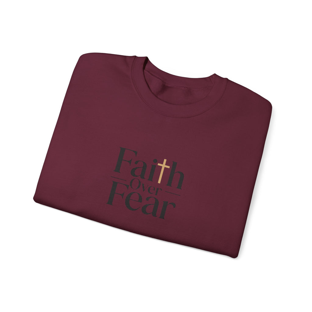 Faith Over Fear Christian Crewneck – Red & White Faith-Based Streetwear