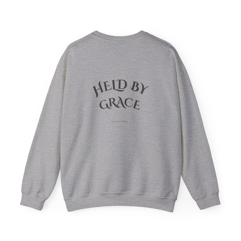 Held by Grace Christian Crewneck Sweatshirt – Black Inspirational Pullover