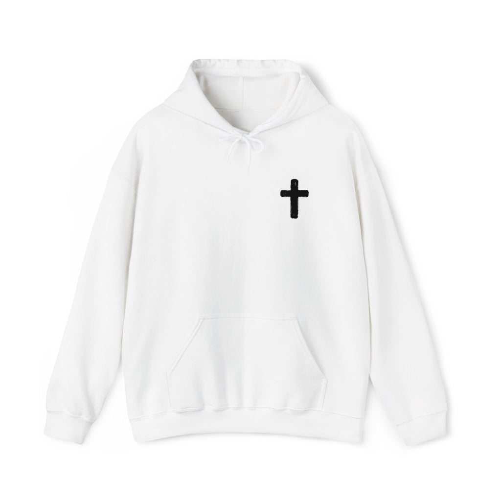 Minimalist Christian Cross Hoodie – Small Black Embroidered Cross