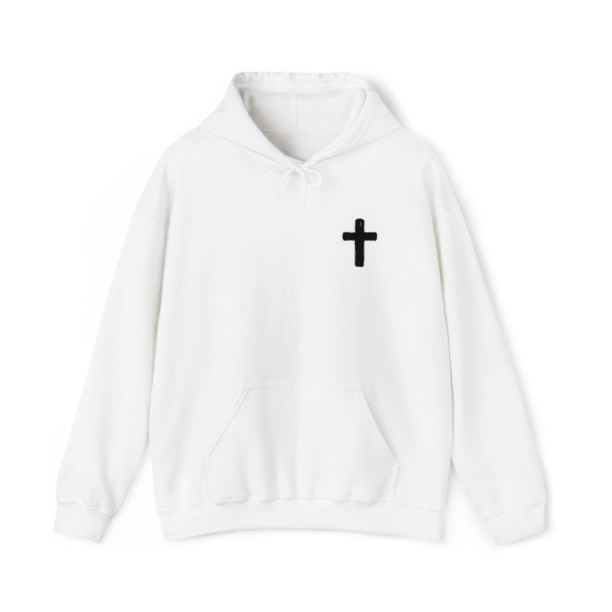 Minimalist Christian Cross Hoodie – Small Black Embroidered Cross
