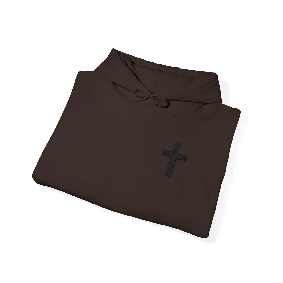 Minimalist Christian Cross Hoodie – Small Black Embroidered Cross