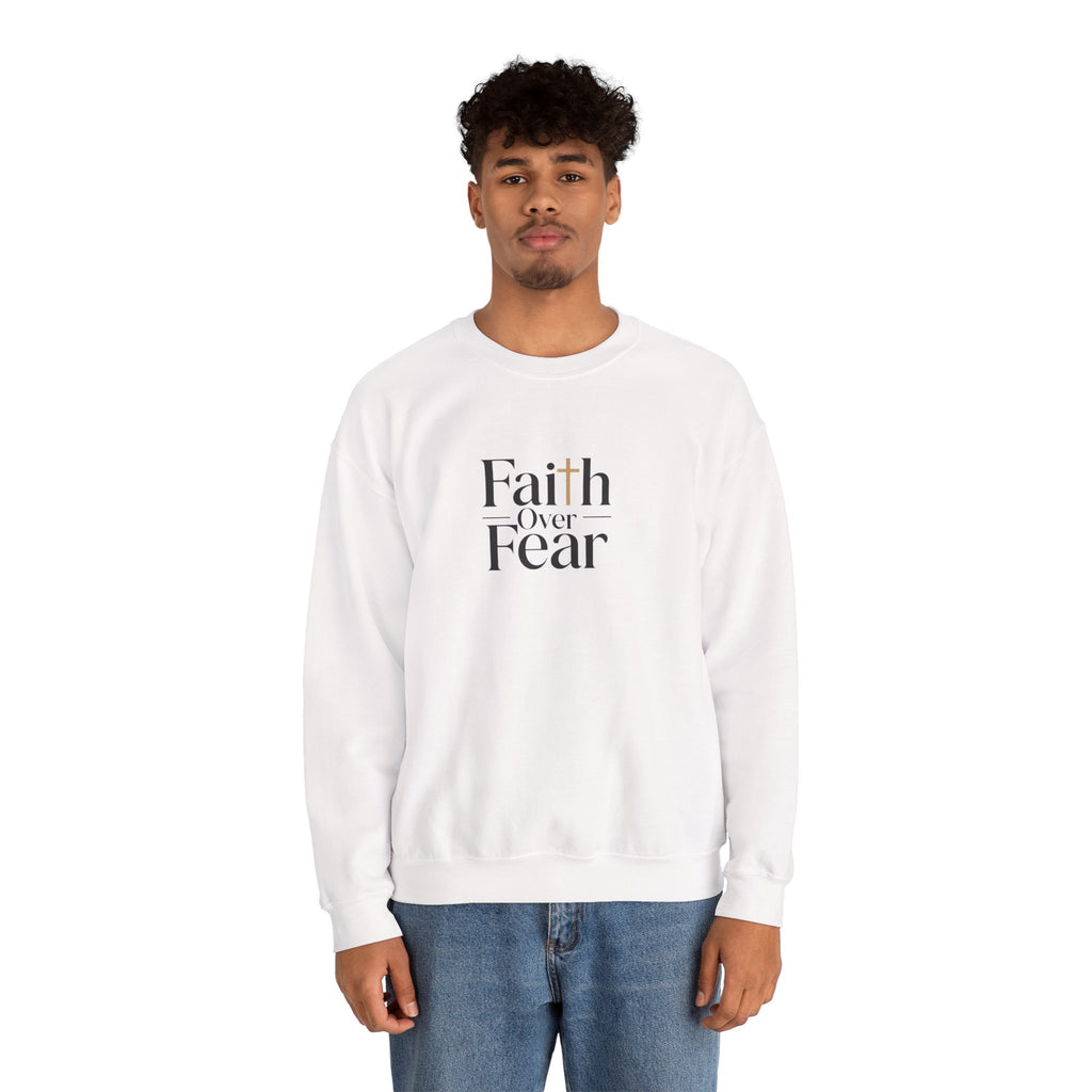 Faith Over Fear Christian Crewneck – Red & White Faith-Based Streetwear