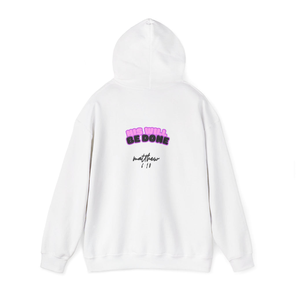 Christian Faith-Based Hoodie 'His Will Be Done' Retro Pink Hoodie