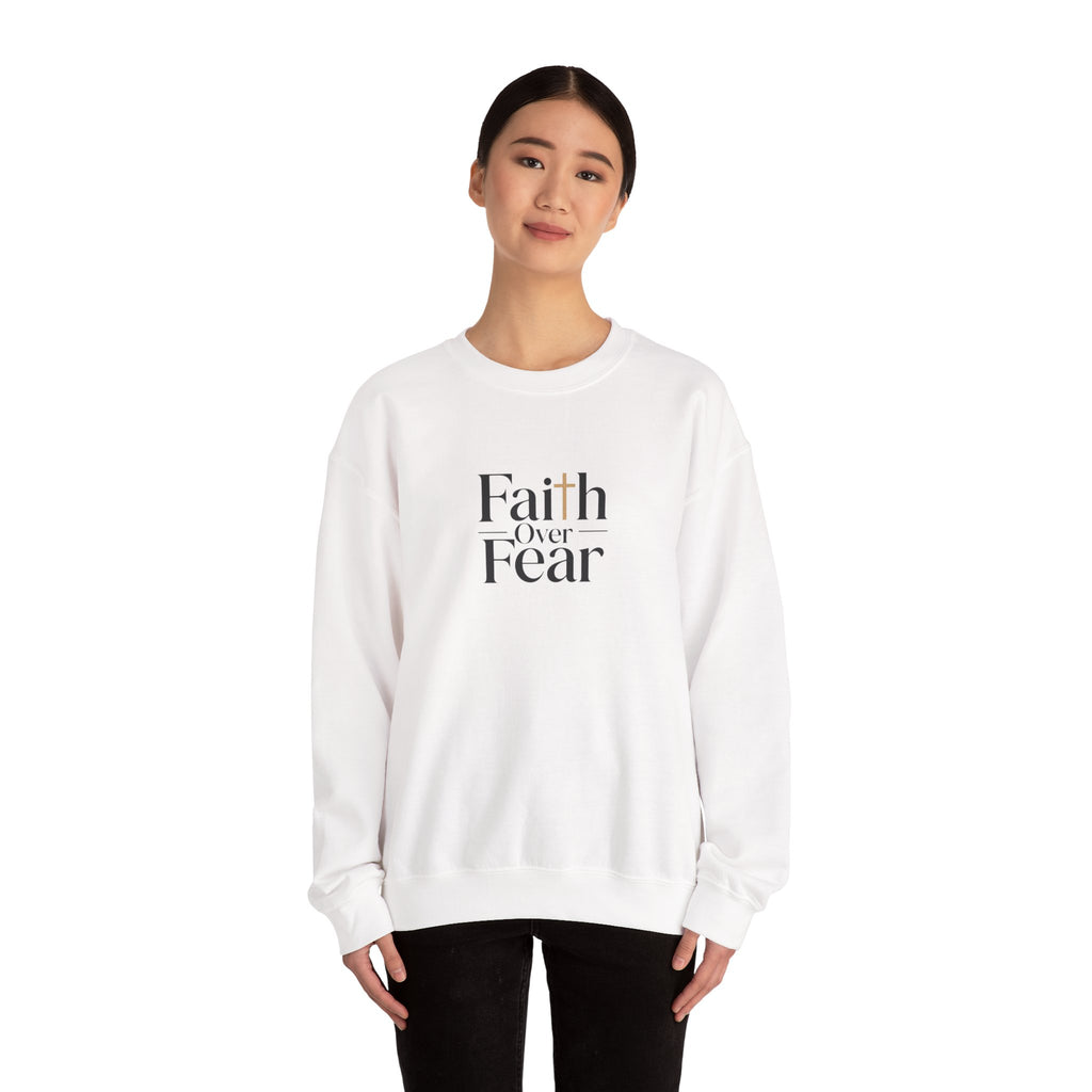 Faith Over Fear Christian Crewneck – Red & White Faith-Based Streetwear