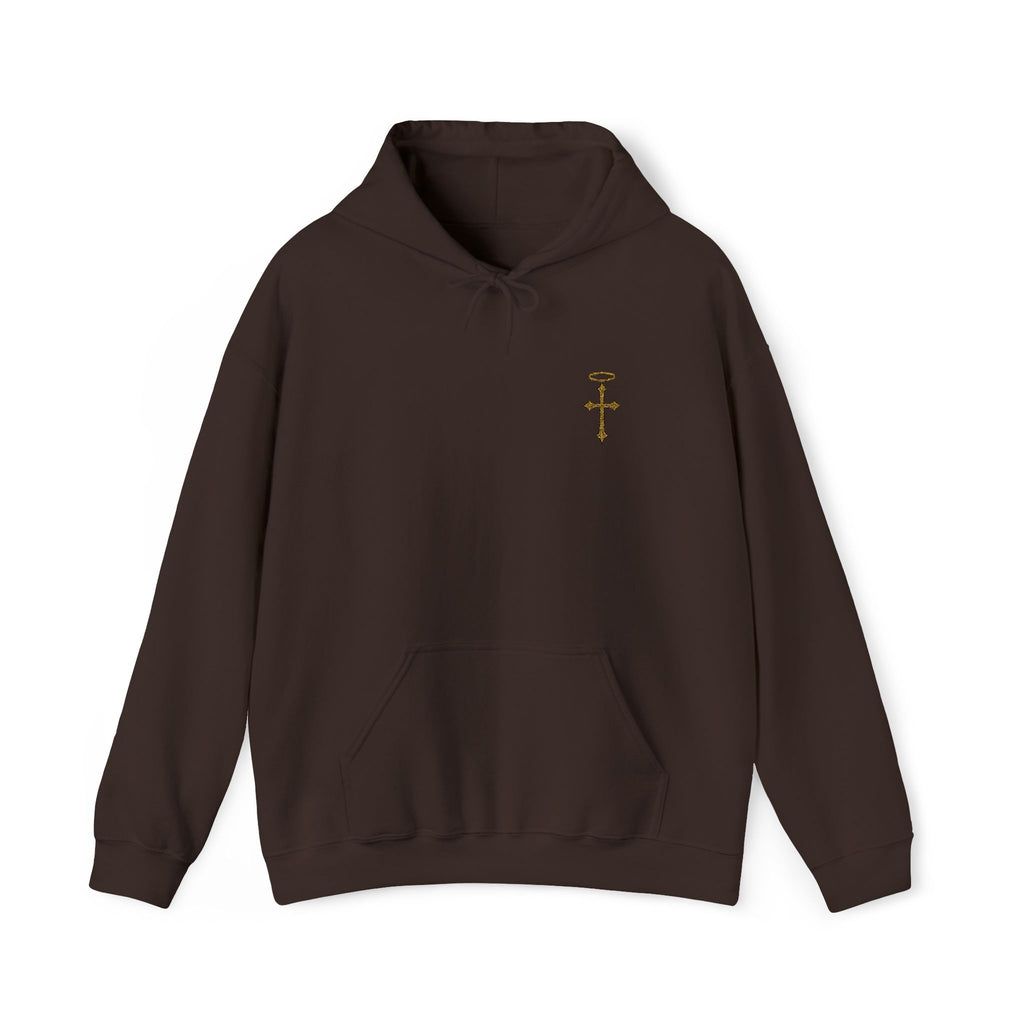 Minimalist Christian Cross Hoodie – Embroidered Cross & Halo
