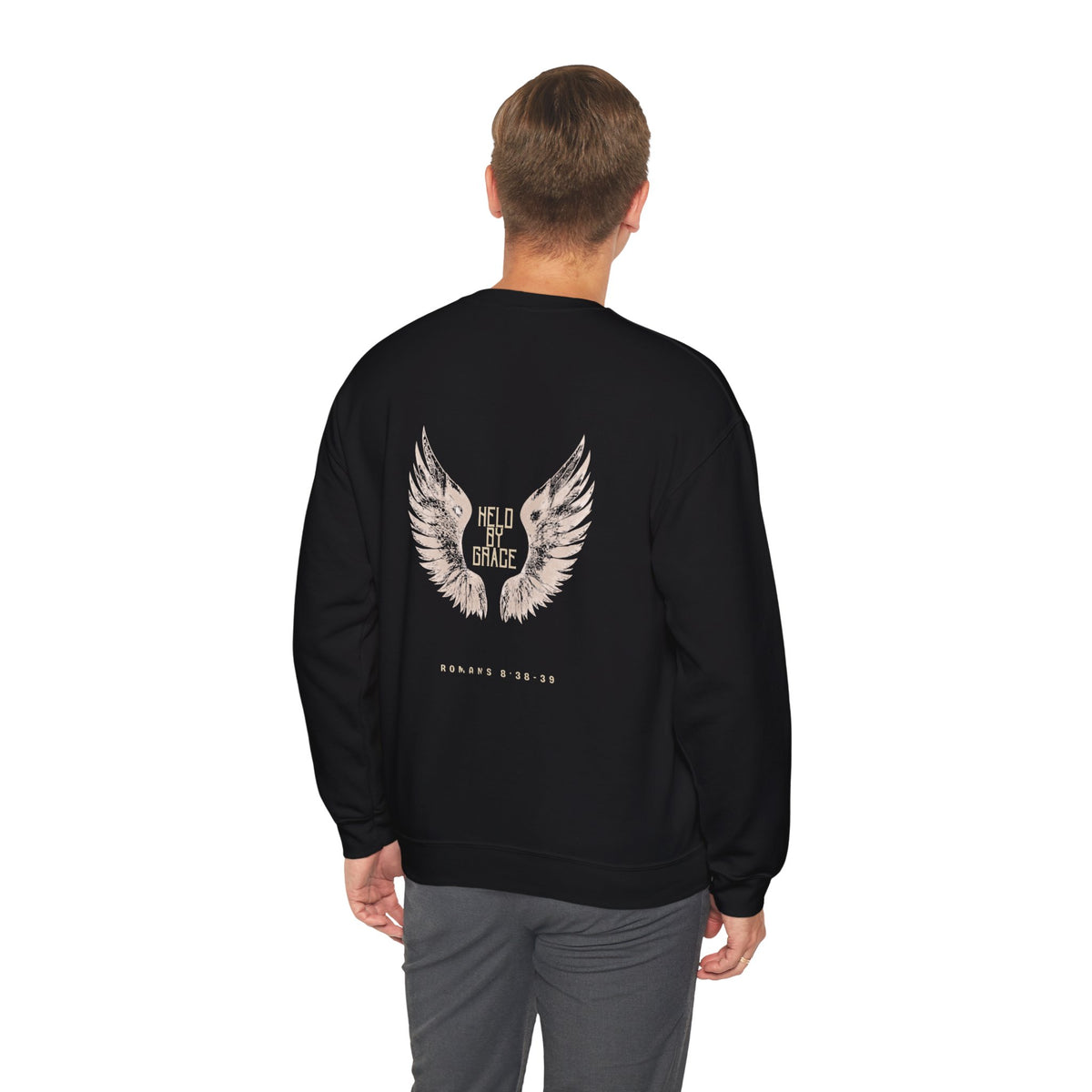 Held by Grace Angel Wings Crewneck Sweatshirt – Inspirational Christian Pullover