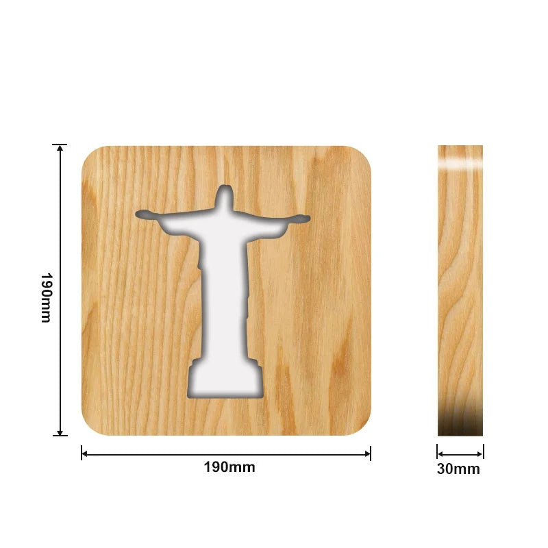 Covenant™ 3D Jesus Cross Statue – Glowing Wooden Christian Decor, Faith Gift for Home & Church