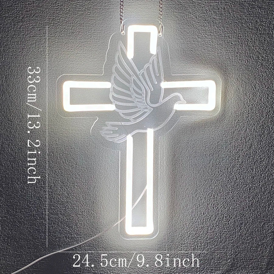 Covenant Jesus Cross LED Neon Sign – Modern Christian Wall Decor Light for Bedroom, Home & Faith Gift