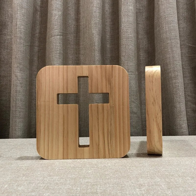 Covenant™ 3D Jesus Cross Statue – Glowing Wooden Christian Decor, Faith Gift for Home & Church