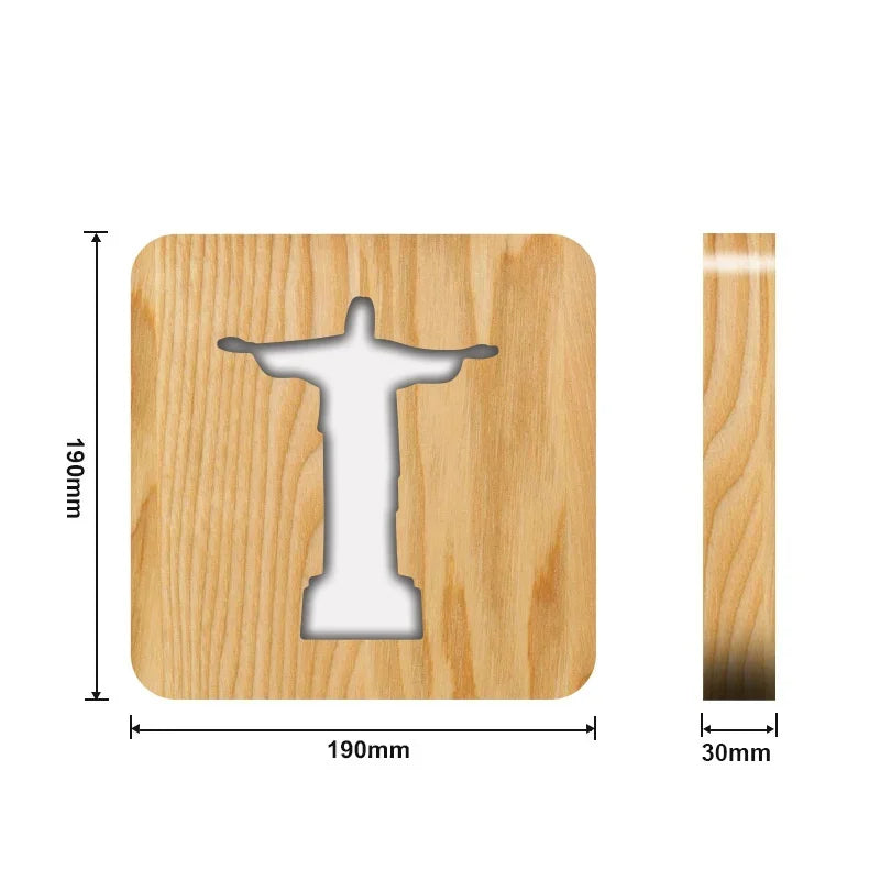Covenant™ 3D Jesus Cross Statue – Glowing Wooden Christian Decor, Faith Gift for Home & Church